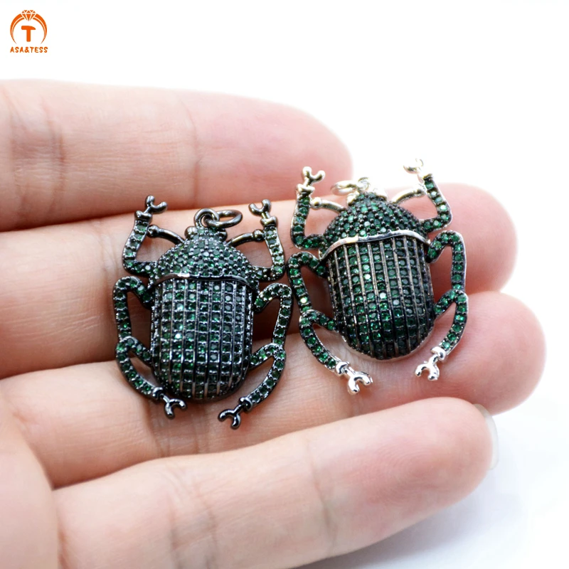 Gold Black Silver Color beetle pendant Micro Pave CZ Colorful Cubic Zirconia Insect charms bug jewelry for necklace making | Украшения и