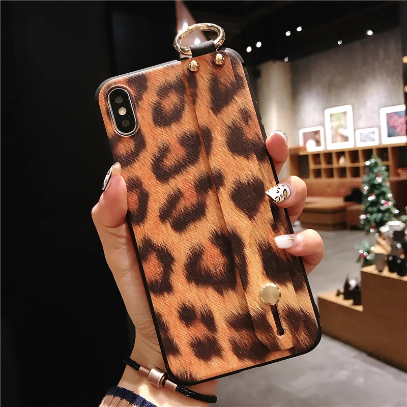 SoCouple чехол для телефона с леопардовым принтом для iphone XS Max XR X чехол для iphone 6 6s 7 8 plus ремешок на запястье Мягкий силиконовый чехол s