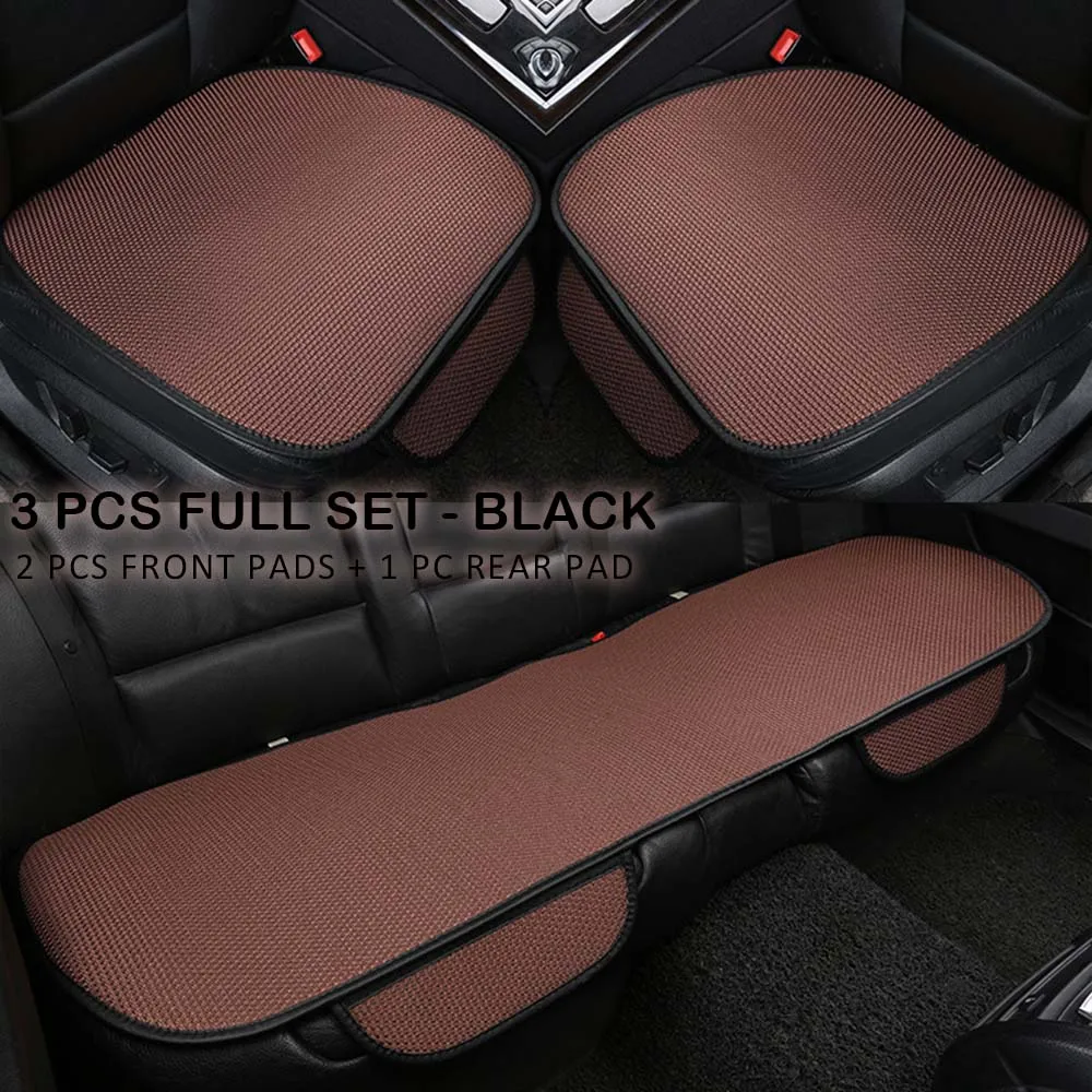 3 pcs full set coffe Kia Rio универсальный чехол для автомобильных сидений дышащий Авто протектор сиденья передний задний автомобильный чехол подушка коврик - Название цвета: 3 pcs full set coffe