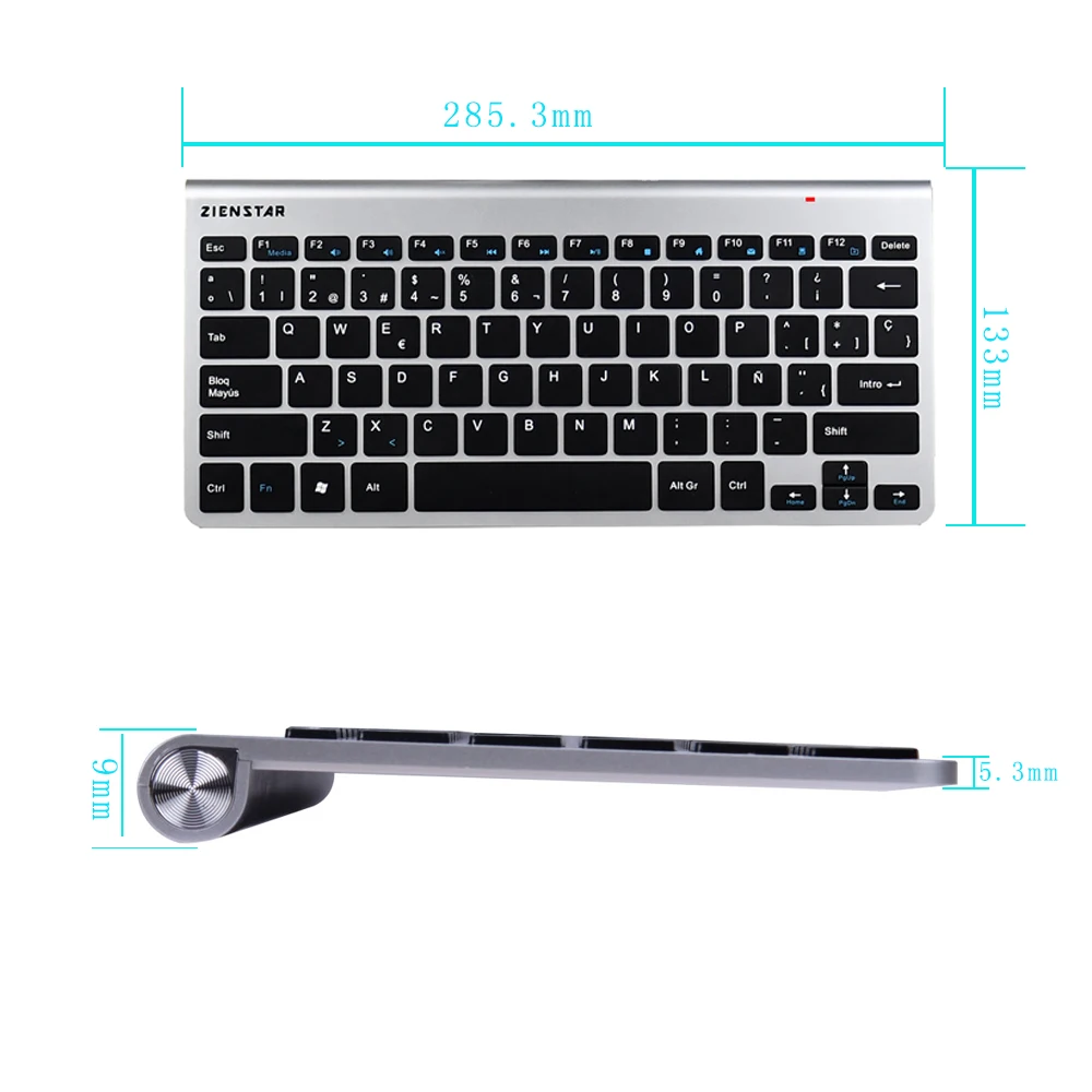 Zienstar испанский Язык Ultra Slim 2 4G Беспроводной Клавиатура Teclado для Macbook ПК портативный