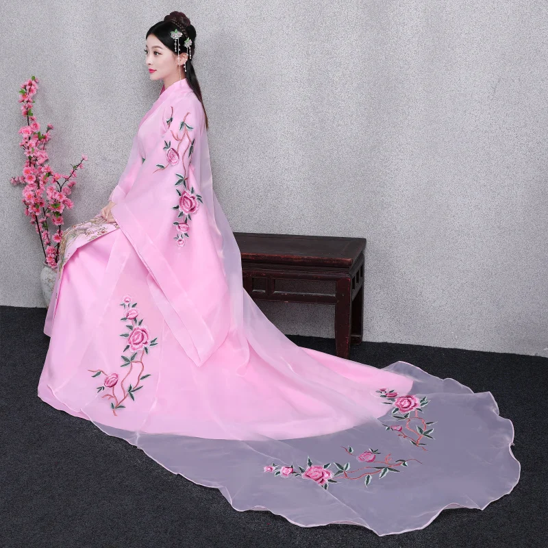 

Women Ancient Big Trailing Dramaturgic Dress Chinese Traditional Dance Costumes Female Hanfu Ancientry Princess Clothing Cosplay