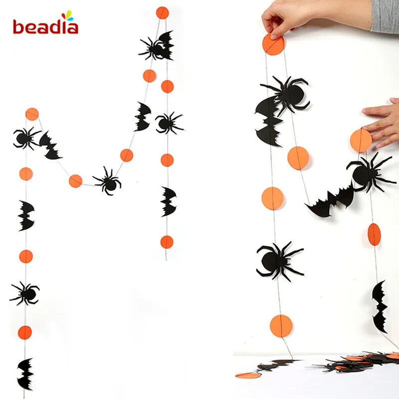 4M Halloween Prop Foil Balloons Bat Spider Web Pumpkin Bunting Banners Paper Garland Kids Party Supplies | Дом и сад
