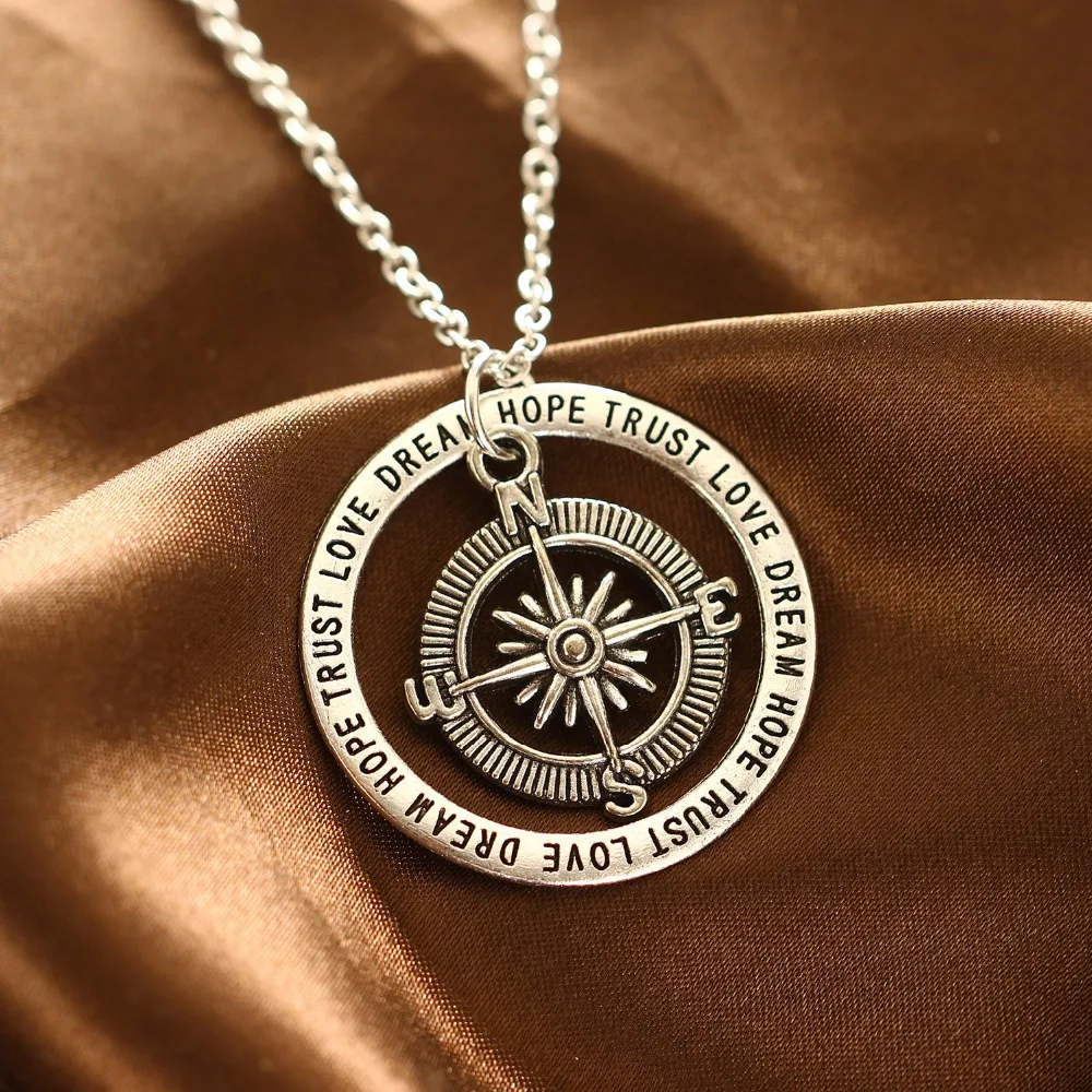 Bespmosp Новый компас Love Dream Hope Trust Circle ожерелье с подвеской СемьЯ лучшие друзья