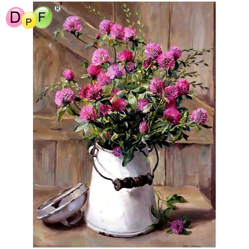 DPF Алмазная вышивка сделай сам бочка внутри цветка 5D полностью квадратная стразы