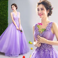princess evening dresses 2019 new year fairy violet prom gowns for young lady lace flower illusion formal dress robe de soiree