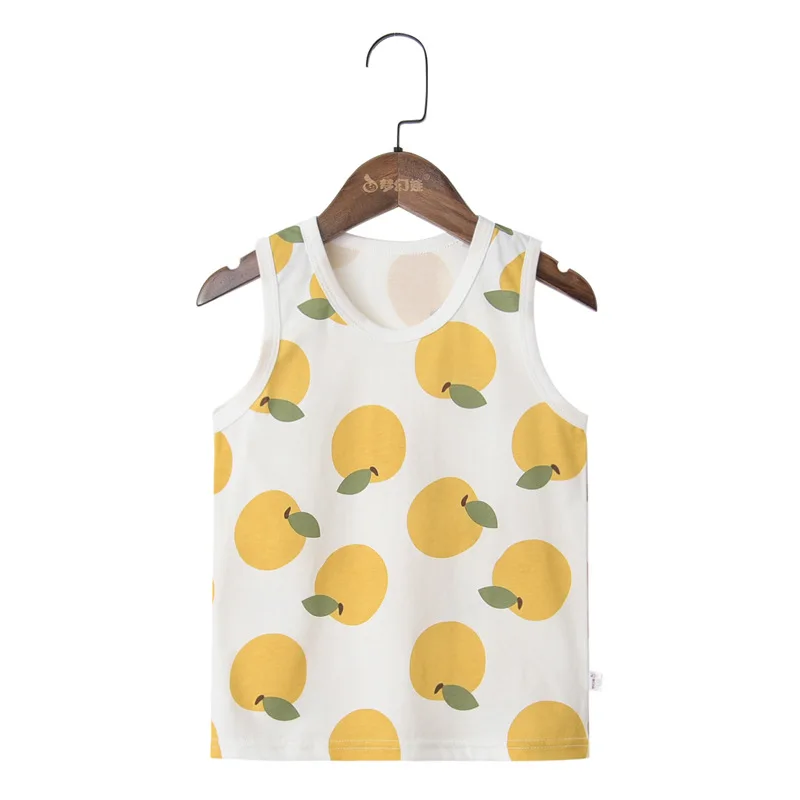 12-Y T Shirt for Boys Fruit Watermelon Cotton Baby Girl Boy Animals Duck Fox Sleeveless Tops Tee Summer Children's Clothes 0-6Y - Color: 12-Y