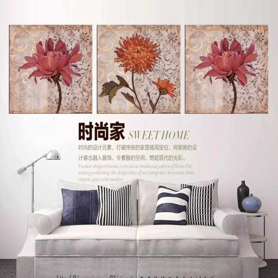 Принт 5 шт. холсте Ретро Цветы Фотографии Плакат винтажные современные украшения