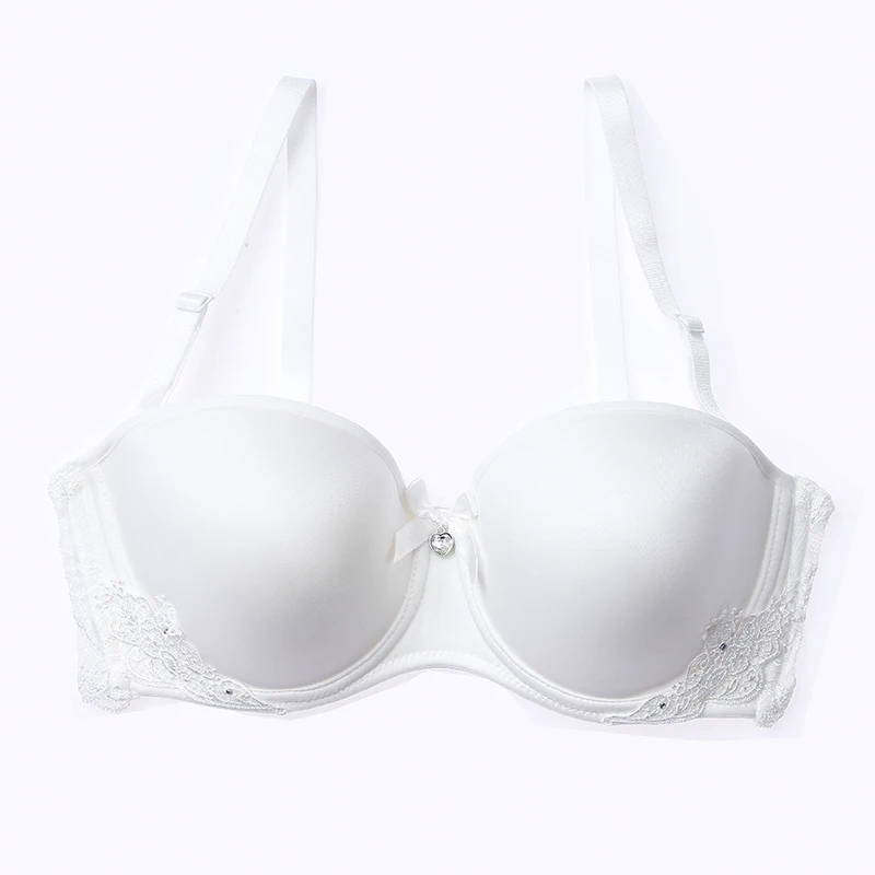 Lilymoda, женский бюстгальтер, гладкий, Т-образный, бюстгальтеры, стразы, сексуальный, кружевной, бесшовный, женское белье, пуш-ап, половина чашки, бюстгальтер, нижнее белье - Цвет: white