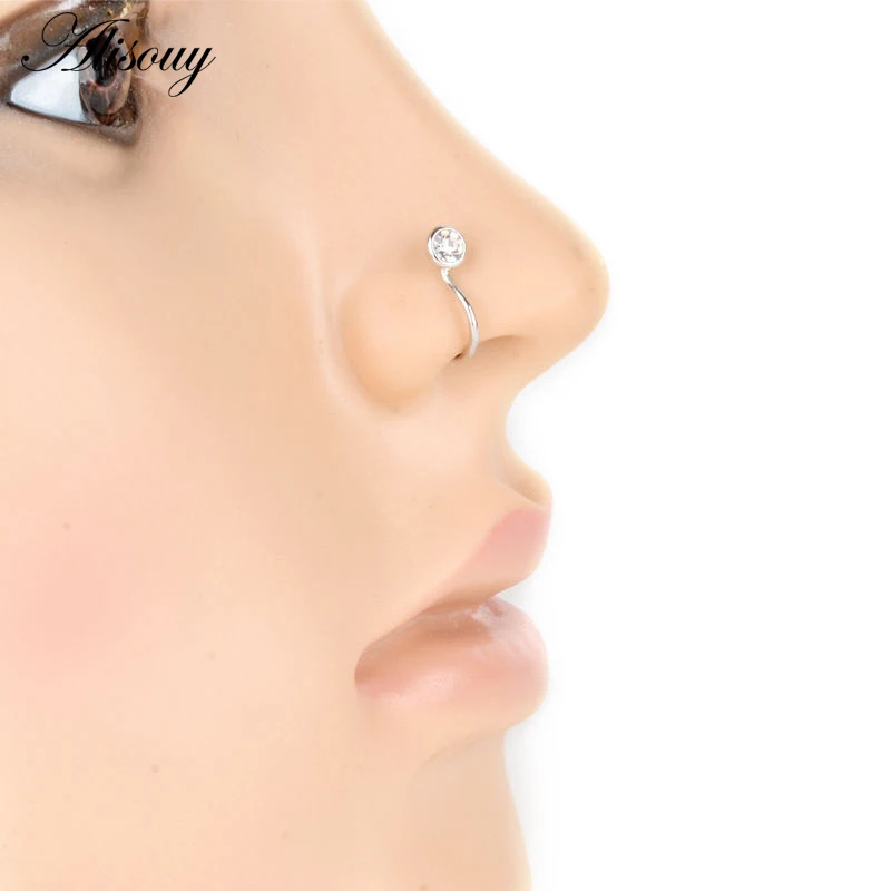 Alisouy 1 шт. сплав медь ложная серьга из носового кольца тела Имитация пирсинга перегородка кольца и Шпильки Поддельные Нос Кольца для женщин зажим для тела