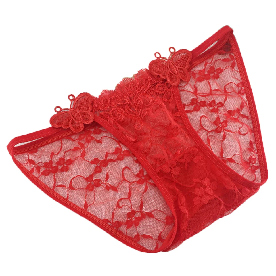 

Sexy women transparent panties butterflies embroidered women underwear howllow out lace panties