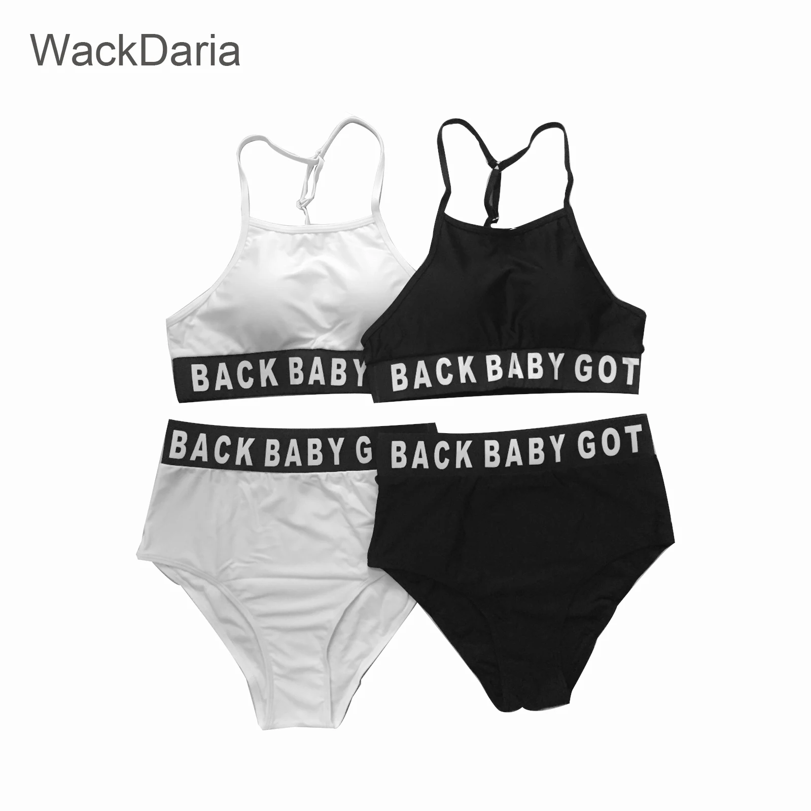 Одежда, черный с белым набор бикини с надписью: "baby got back"(детка вернулась), maillot de bain, облегающий бикини для женщин, женский купальник, монокини