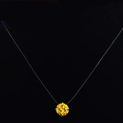 yellow Rainbery серебряный цвет сверкающий Циркон ожерелье и невидимая прозрачная леска простой кулон Личность ювелирные изделия - Окраска металла: yellow