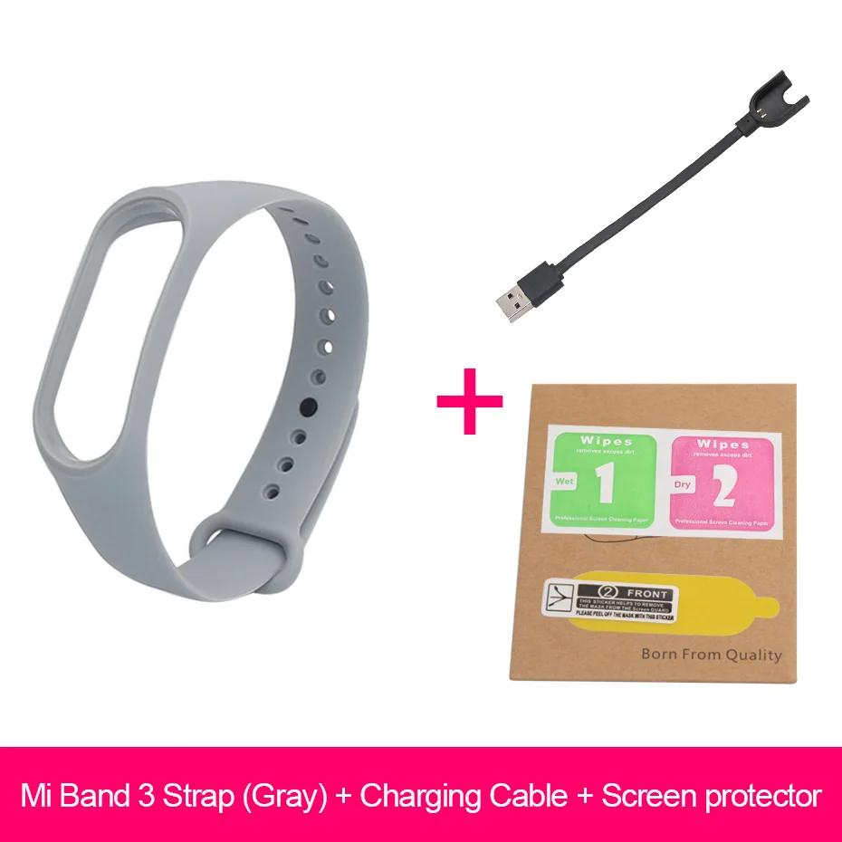 Gray-USB-Film Для Xiaomi Mi Band 3 зарядный кабель USB Защитная пленка для экрана для Xiaomi Mi Band 3 ремешок для смарт-браслета аксессуары для браслета - Цвет: Gray-USB-Film