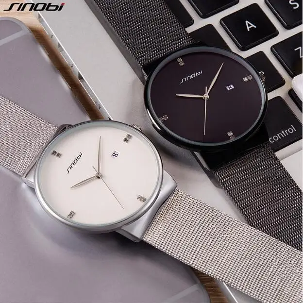 SINOBI Женские наручные часы женские с металлической сеткой ультратонкие bayan kol saati