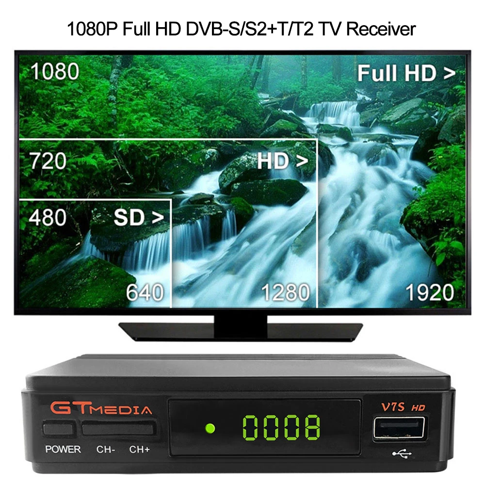 ТВ приставка Full HD 1080P STB для умного HDTV V7 PLUS DVB S2 TV Combo приемник H.265 Цифровое Видео