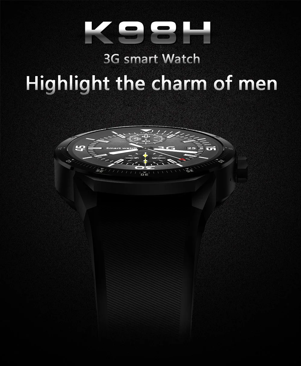 Slimy K98H 3g умные часы с WiFi Android 4,4 51 МБ/4G наручные часы телефон gps сим-карта, с экраном сердцебиения, умные часы, с IP54 Водонепроницаемый
