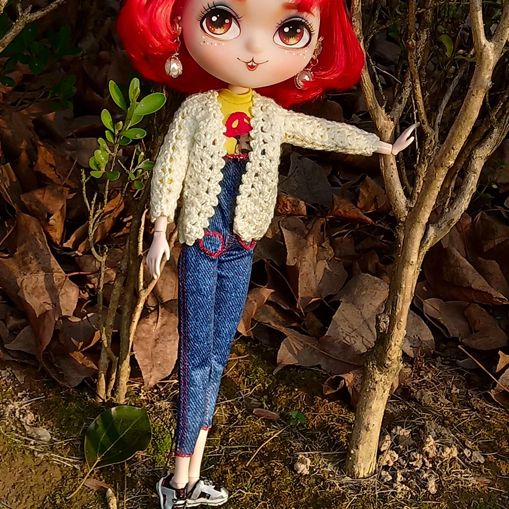 Модный вязаный шерстяной свитер для 1/6 аксессуары кукол Bjd джинсовая обувь сумка