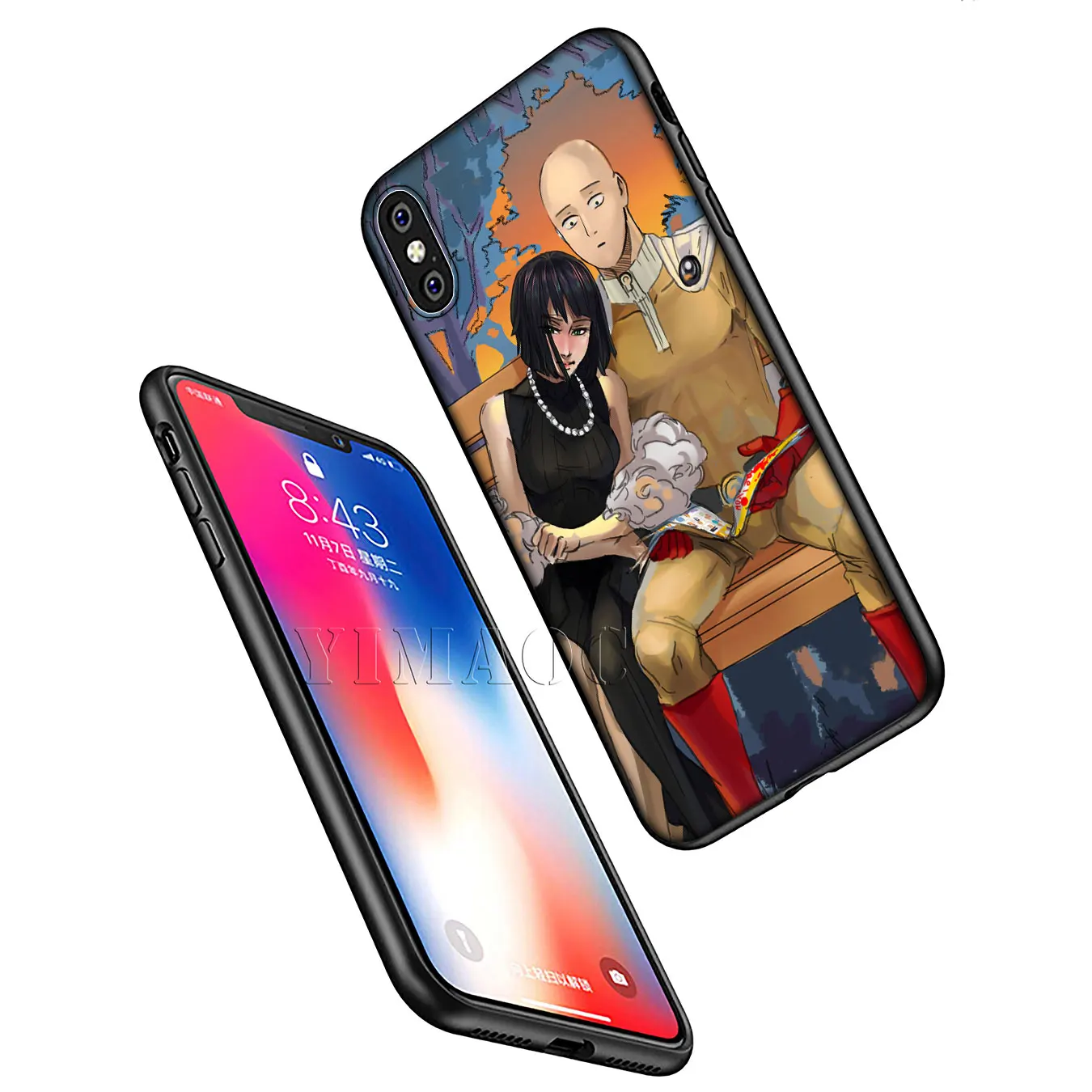 Мягкий силиконовый чехол YIMAOC ONE PUNCH MAN для iPhone XR X XS Max 6 6S 7 8 Plus 5 5S SE черный из ТПУ |