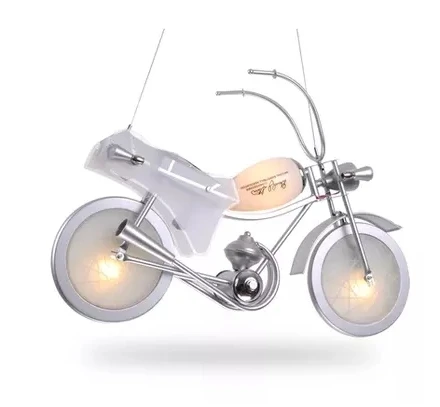Алюминиевый мотоцикл Форма стекло мультфильм люстра E14 Светодиодная лампа