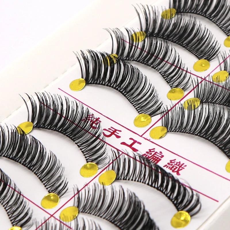 

10Pairs Thick Natural Cross Fake Eye Lashes Transparent False Eyelashes Professional Makeup Beauty Tips Long False Eye Lashes