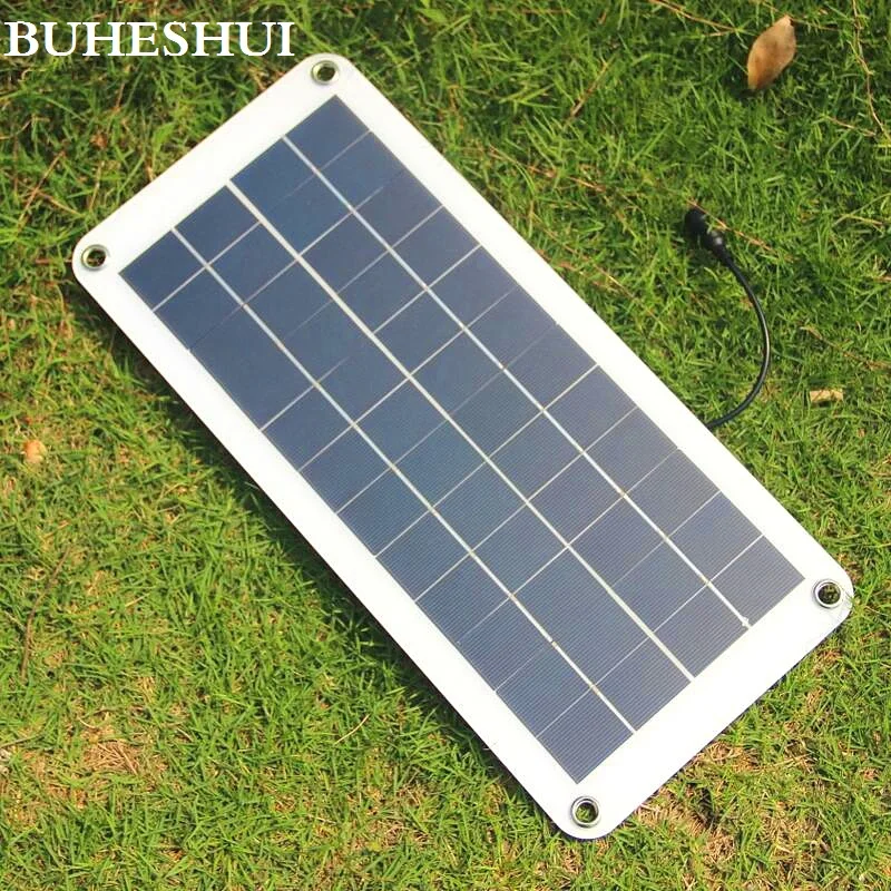 BUHESHUI 10.5W 12V Solar Cell Panel Semi-flexible Transparent with DC Output  Mini Solar panel for DIY Solar System High Quality
