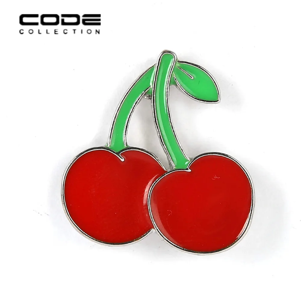 Женская эмалированная брошка в виде вишенки большой размер | Украшения и
