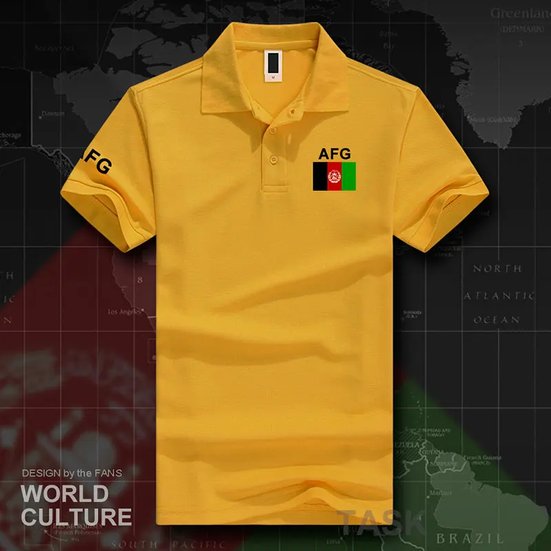 Afghan polo рубашки мужские с коротким рукавом белые бренды напечатаны для страны хлопок национальная команда флаг AFG ислам пашто - Цвет: polo-bananayellow