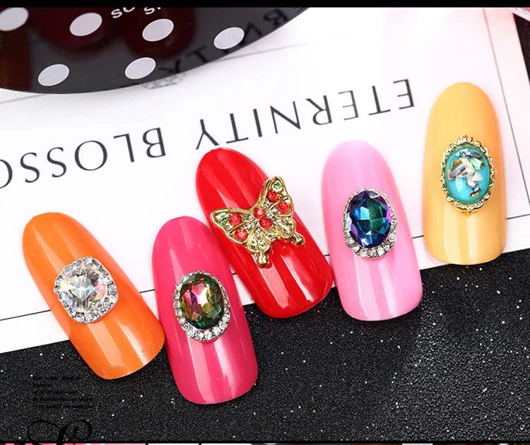 10 шт. Новый Кристалл Красочный ногтей Rhinestone сплава Книги по искусству украшения