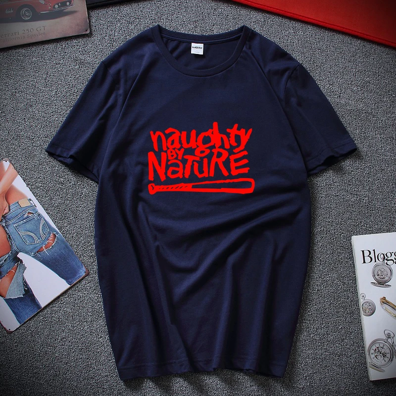 Navy 1 Naughty By Nature/футболка в стиле хип-хоп, рэп, скейтбординг, музыкальная группа 90s Bboy Bgirl черная хлопковая футболка футболки - Цвет: Navy 1