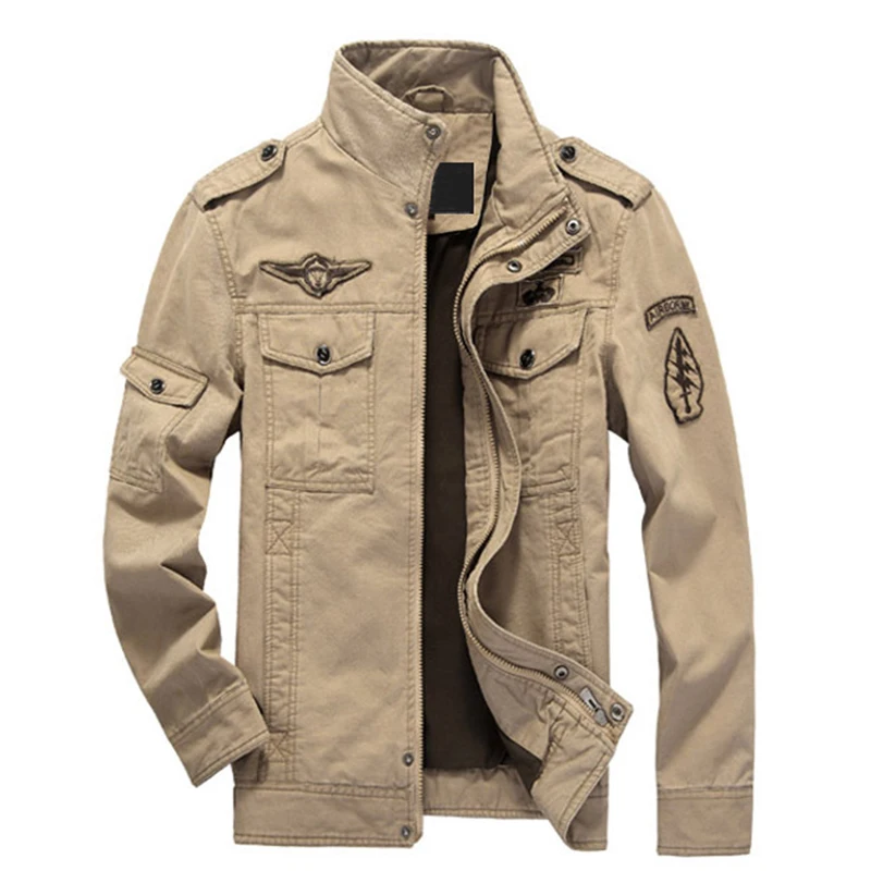

2019 Spring Autumn Jacket Men Appliques Men's Stand Collar Jackets Solid Casual Cotton Coat Men Bomber Jacket Plus size M-5XL