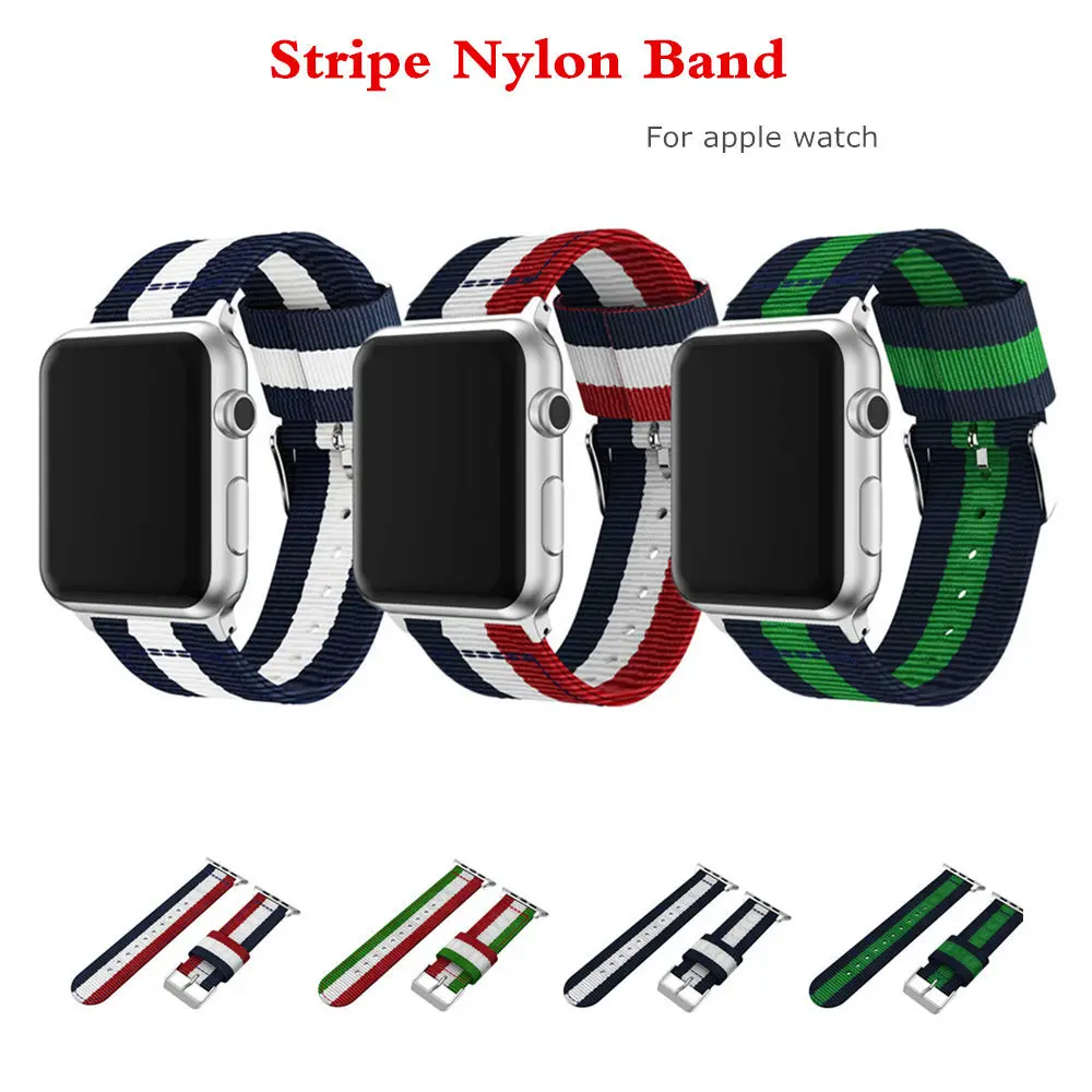 Ремешок нейлоновый для Apple watch band 44 мм 40 браслет iWatch 42 38 полосатый apple series 3 4 5 se 6|band