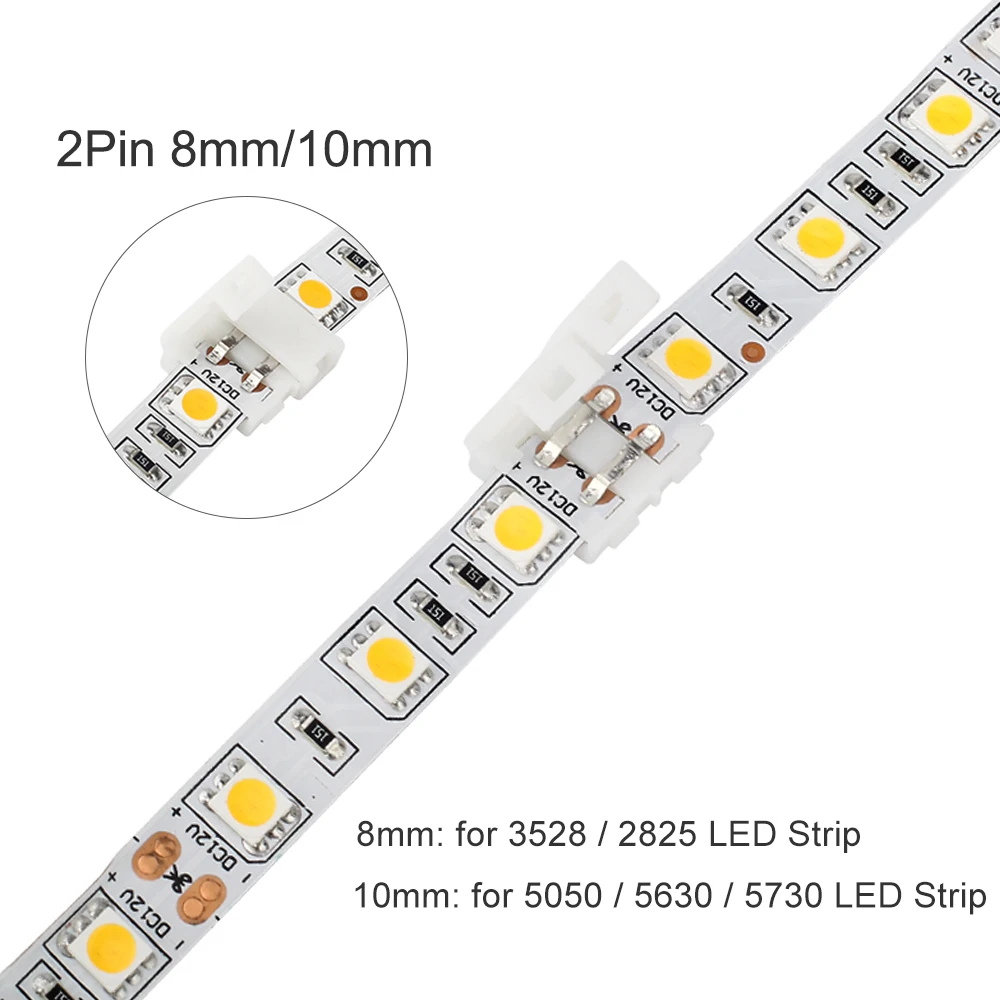3Pin светодиодные ленты разъемы 2Pin 8 мм/2Pin 10 мм/4Pin мм/5Pin мм Свободный соединитель