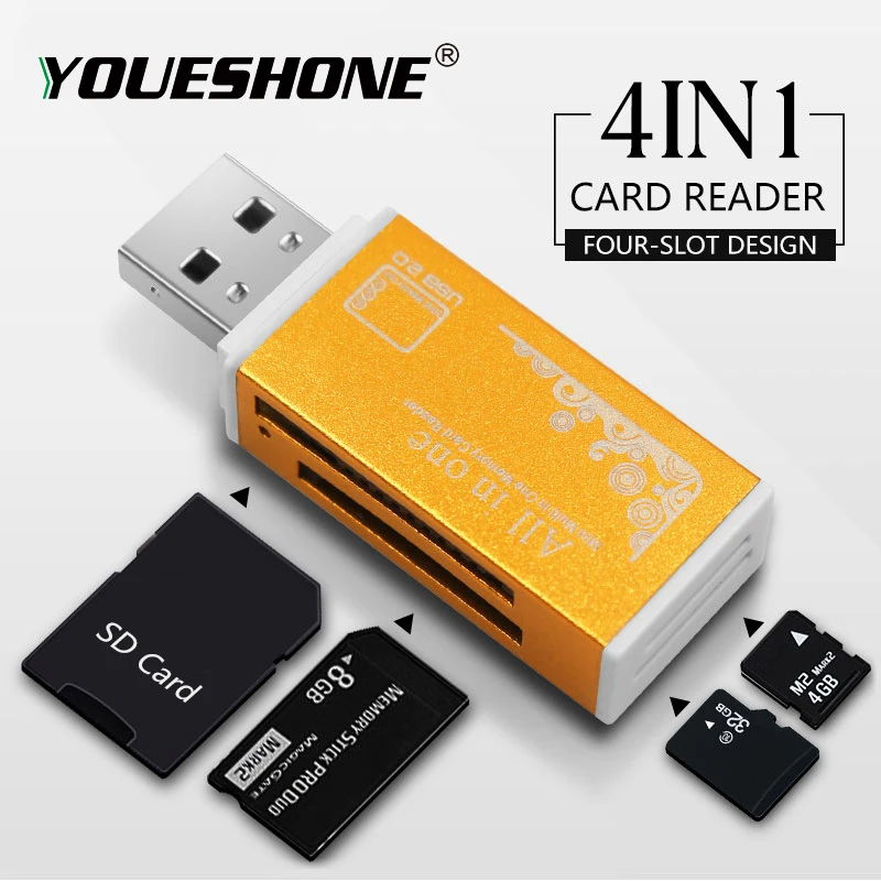 Многофункциональный адаптер для чтения карт памяти Micro SD SDHC TF M2 MMC MS PRO DUO цветной usb