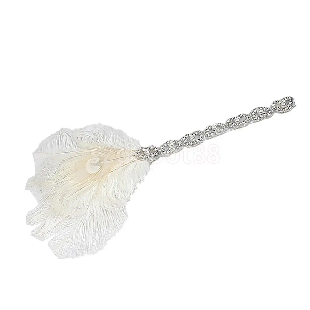 

Vintage Woman Elastic Feather Headband 1920s Gatsby Party Charleston Party Rhinestone Forehead Decorations