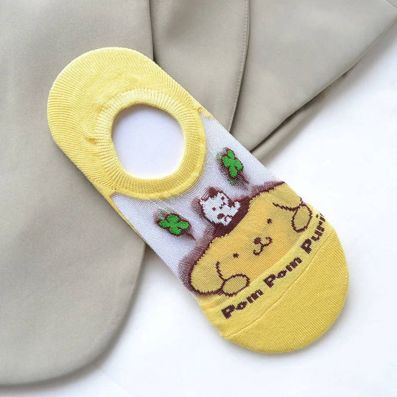 Японские носки с героями мультфильмов, прозрачные милые носки, gudetama my melody pompurin, носки с лягушкой, кавайные носки, 10 пар/лот - Цвет: Оранжевый