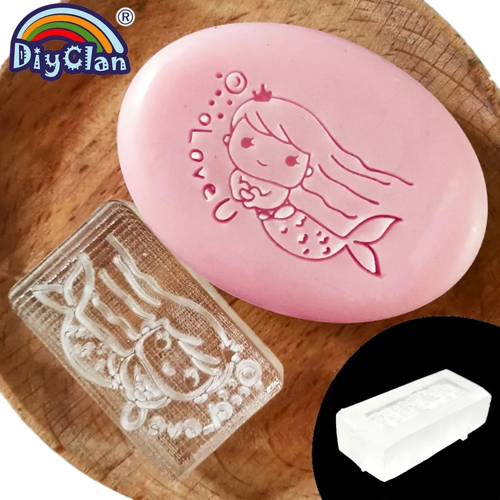 Русалочка натуральное мыло Марка ручной работы плесень прозрачный Diy Натуральное органическое декоративное мыло изготовление головы любовь резиновые, акриловые Chapters3Z0232RY - Цвет: Stamp no handle