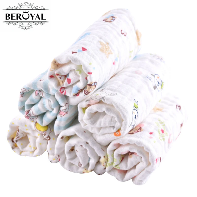 

Beroyal Brand 100% Cotton Face Towels 3Pcs/Lot Soft Baby Kids Adults Six Layers Gauze Small Square Face Towel 30x30cm Face Cloth