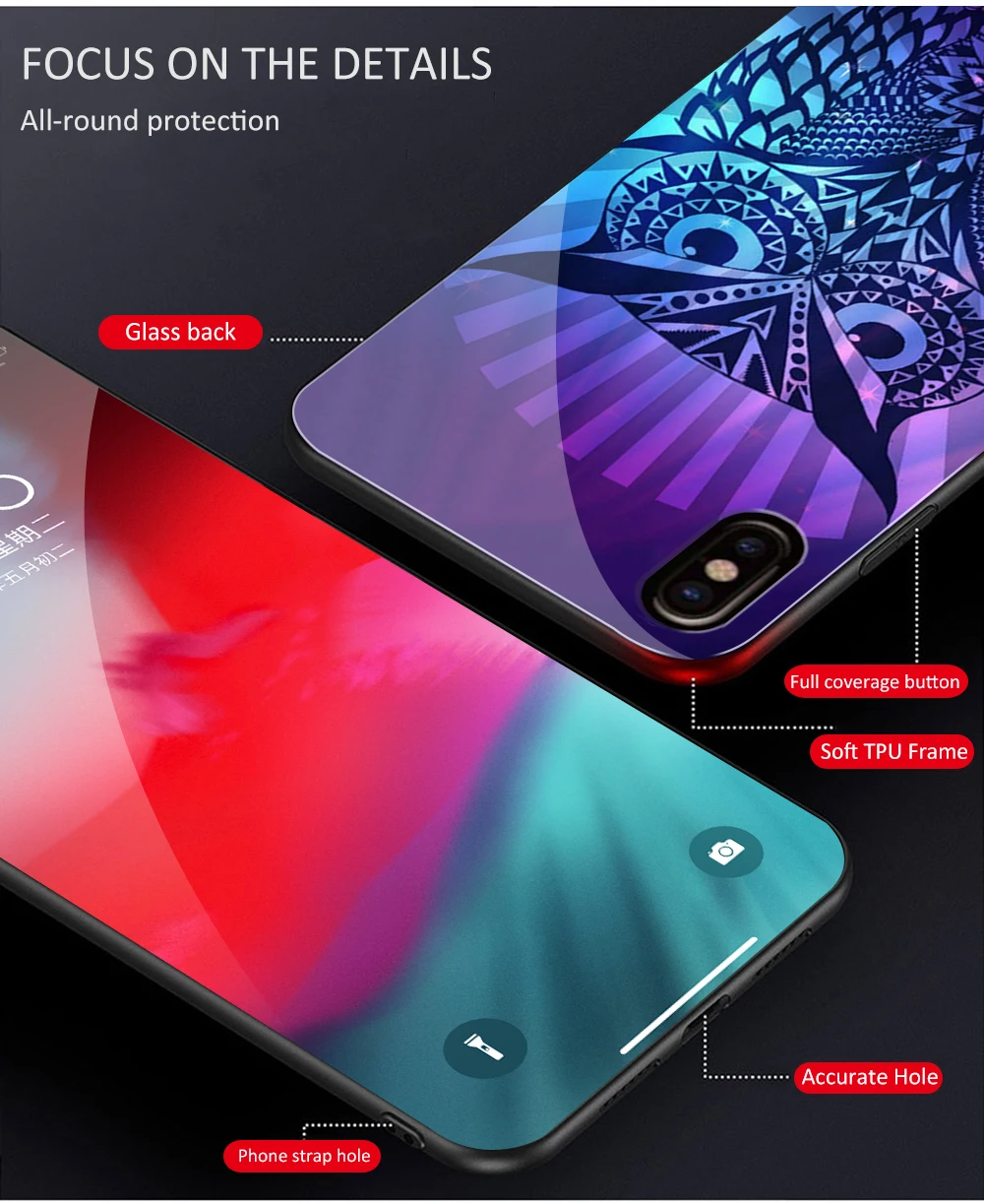 Стеклянный чехол для iPhone Xr, чехол с изображением животных, Ночная Сова, Модный чехол galass для iPhone 6 6s 7 8 Plus X XS Max XR 11 pro max