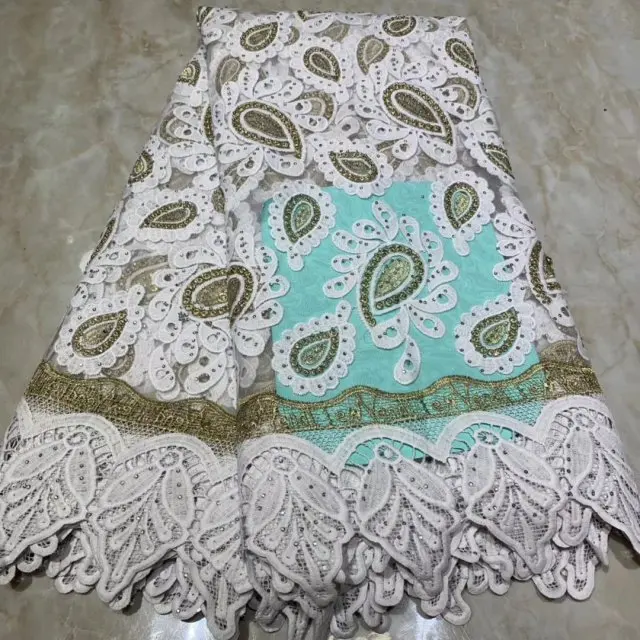 Белая кружевная ткань в нигерийском стиле для вечернего платья новейший дизайн
