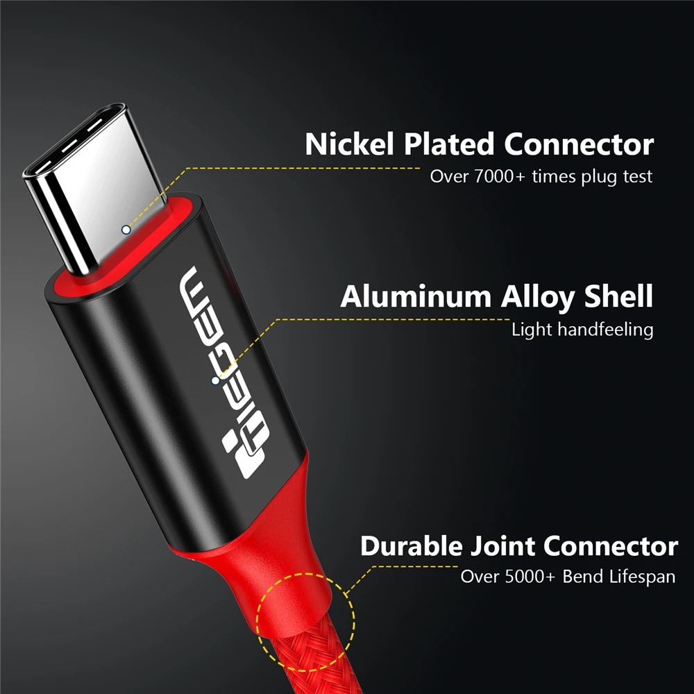 Tiegem usb type C для usb type C кабель для samsung Galaxy S9 Plus PD 60W QC3.0 3A кабель для быстрой зарядки для устройств type-C