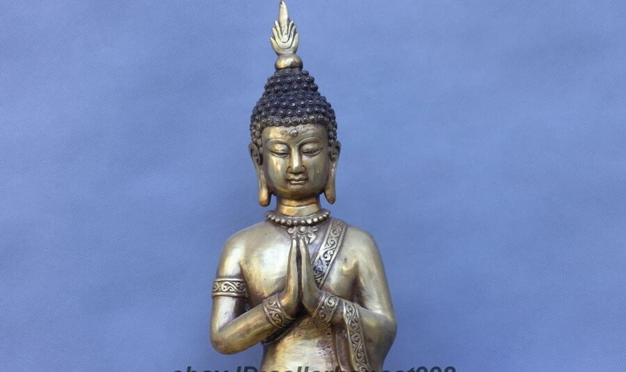 16 тайский Буддизм Храм Ayutthaya Sakyamuni Будда тибетская бронза | Дом и сад