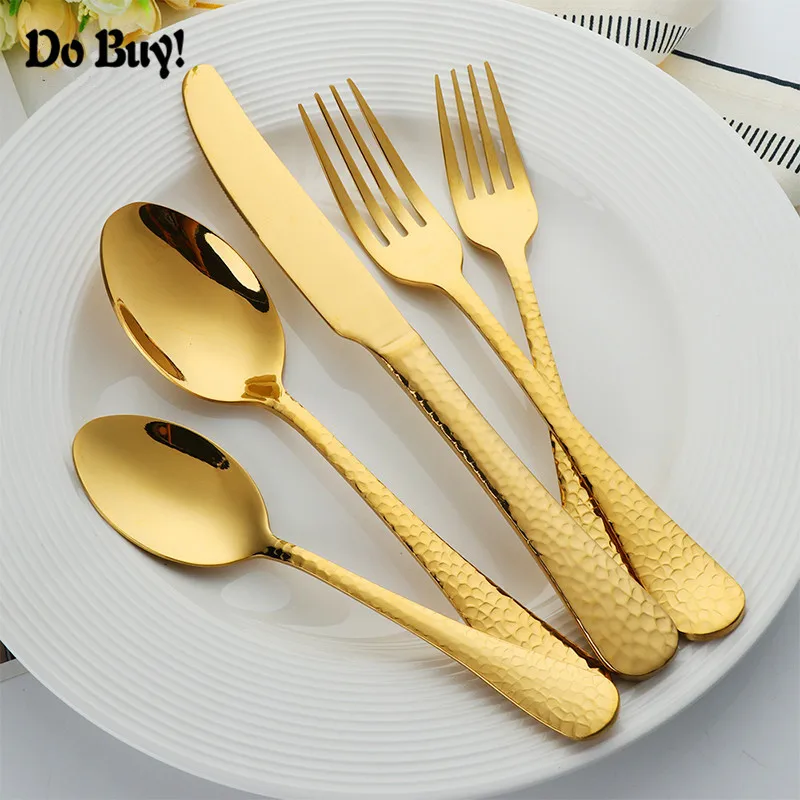 Spoon Fork Knife Set Rose Gold Snake Pattern Stainless Steel Dinnerware Wedding Party Hotel Restaurant Cutlery