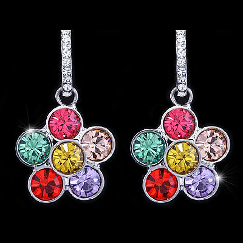 Серьги Подвески с павлиньими звездами разноцветные розовые цветочные серьги