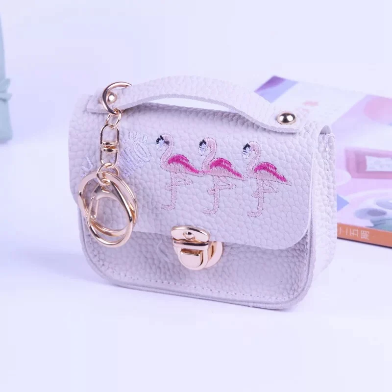 Flamingo-Beige 1 шт. кошельки супер мини модные сумки Kawaii Мультфильм Дети Портмоне Сумочка для ключей, карточек подарок для девочек и женщин - Цвет: Flamingo-Beige