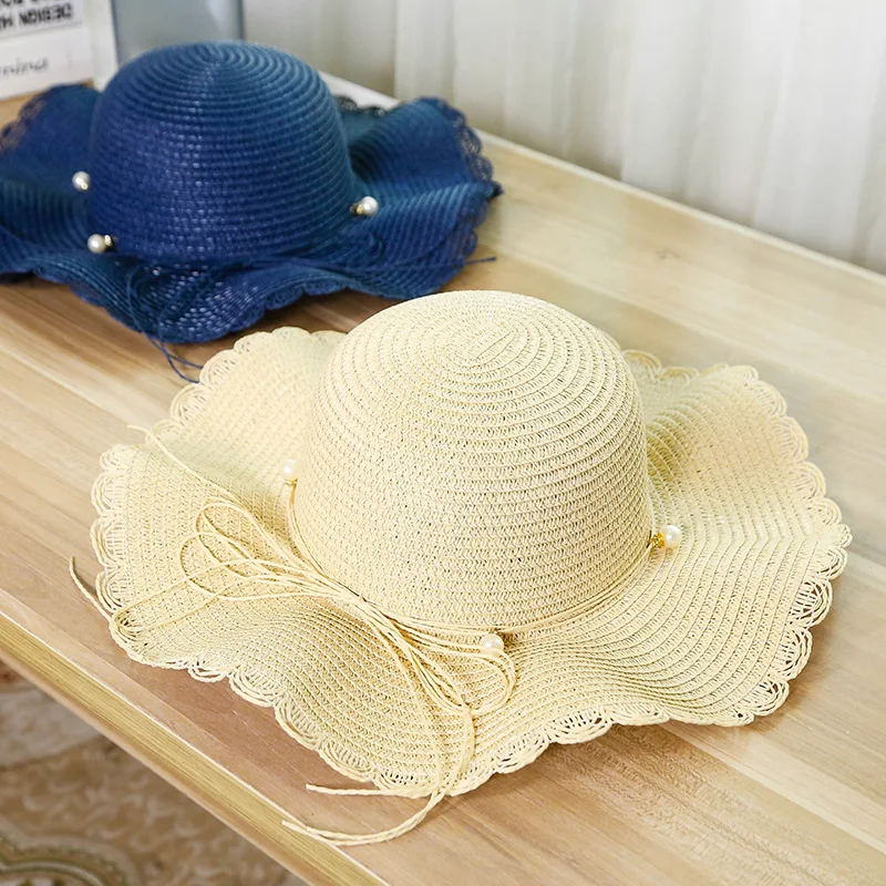Женская соломенная шляпа в Корейском стиле летняя пляжная с козырьком для