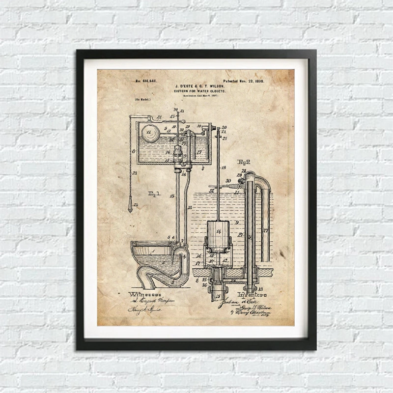 Патенты для ванной винтажные плакаты с Blueprints настенные художественные принты