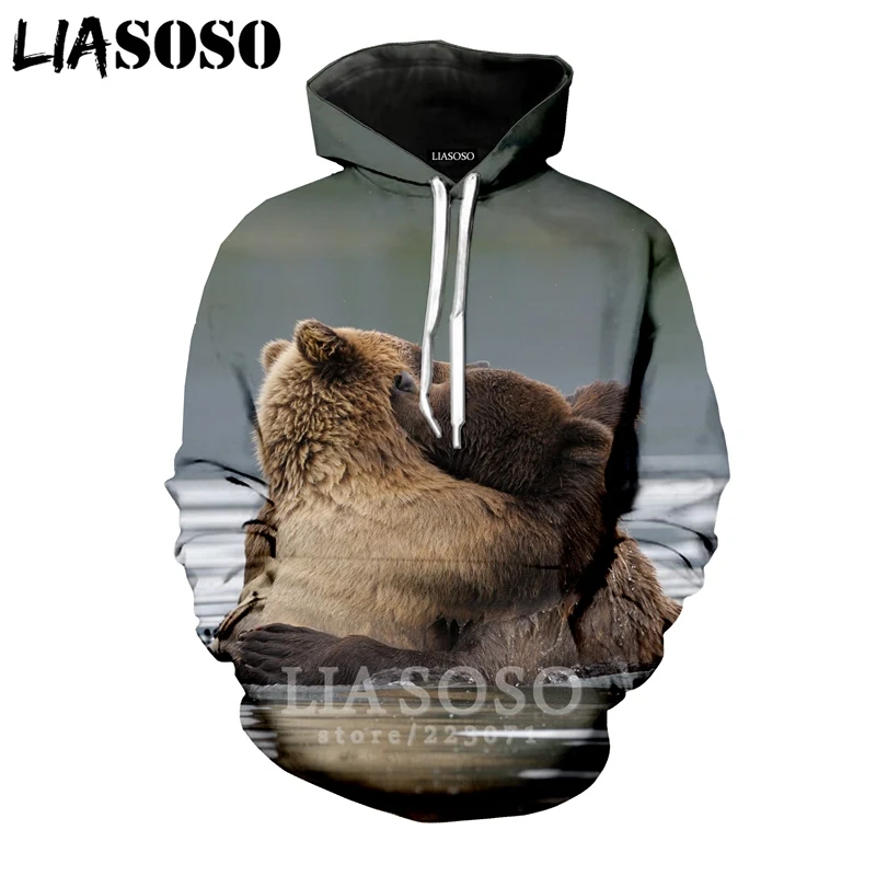 25 LIASOSO, новинка зимы, для мужчин и женщин, модная толстовка, 3D принт, животные, медведь, толстовки, длинный рукав, круглый вырез, топ, Harajuku, пуловер, B107-7 - Цвет: 25