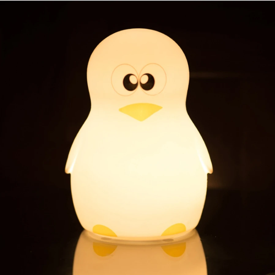 Yingtouman LED USB милый пингвин сенсорный ночник многоцветный свет силиконовый гель ПЭТ
