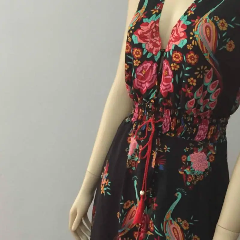 Женское платье с V образным вырезом принтом и вырезом|united states|europe brandeurope fashion |