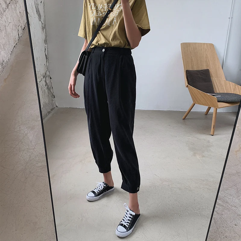 BGTEEVER повседневные женские брюки карандаш с эластичной талией 2019 летние однотонные длиной до щиколотки